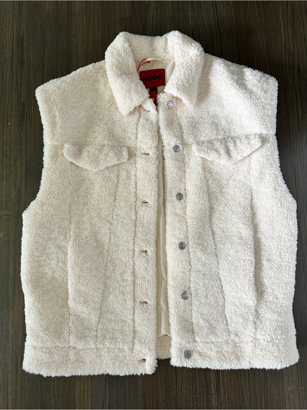 HUGO BOSS Soft Cream Sherpa Jacket Gilet Vest Size Small amens $398